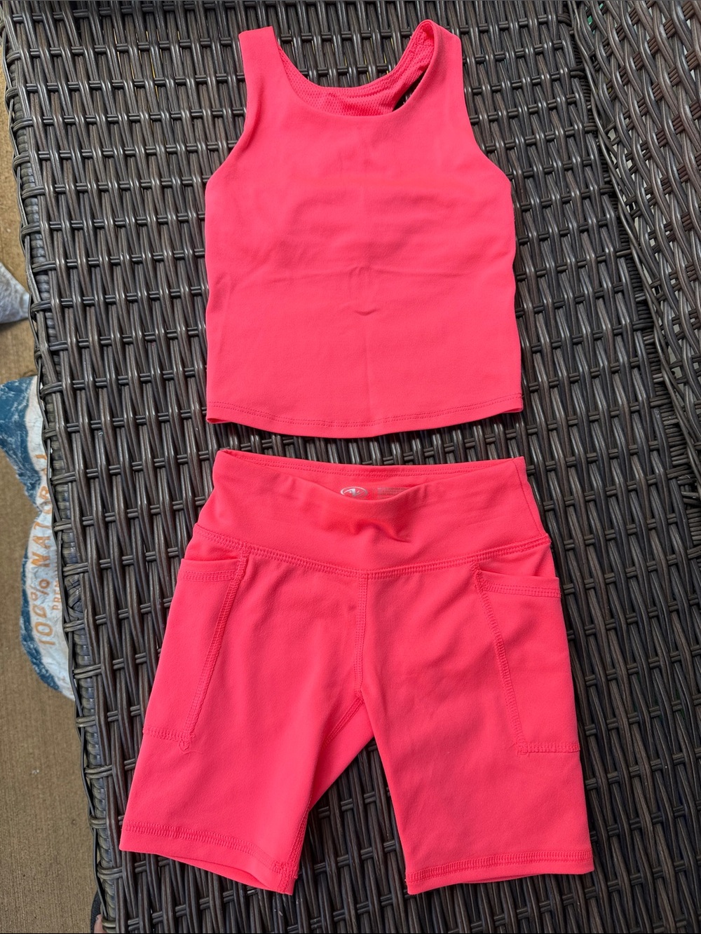 Girls’ Active Bike Shorts and Tank Set - Bright Coral Pink